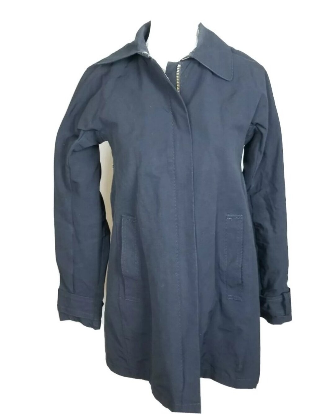 Vince Camuto Overcoat Womens XS Extra Small Jacket Black Blue Cotton Blend y2K